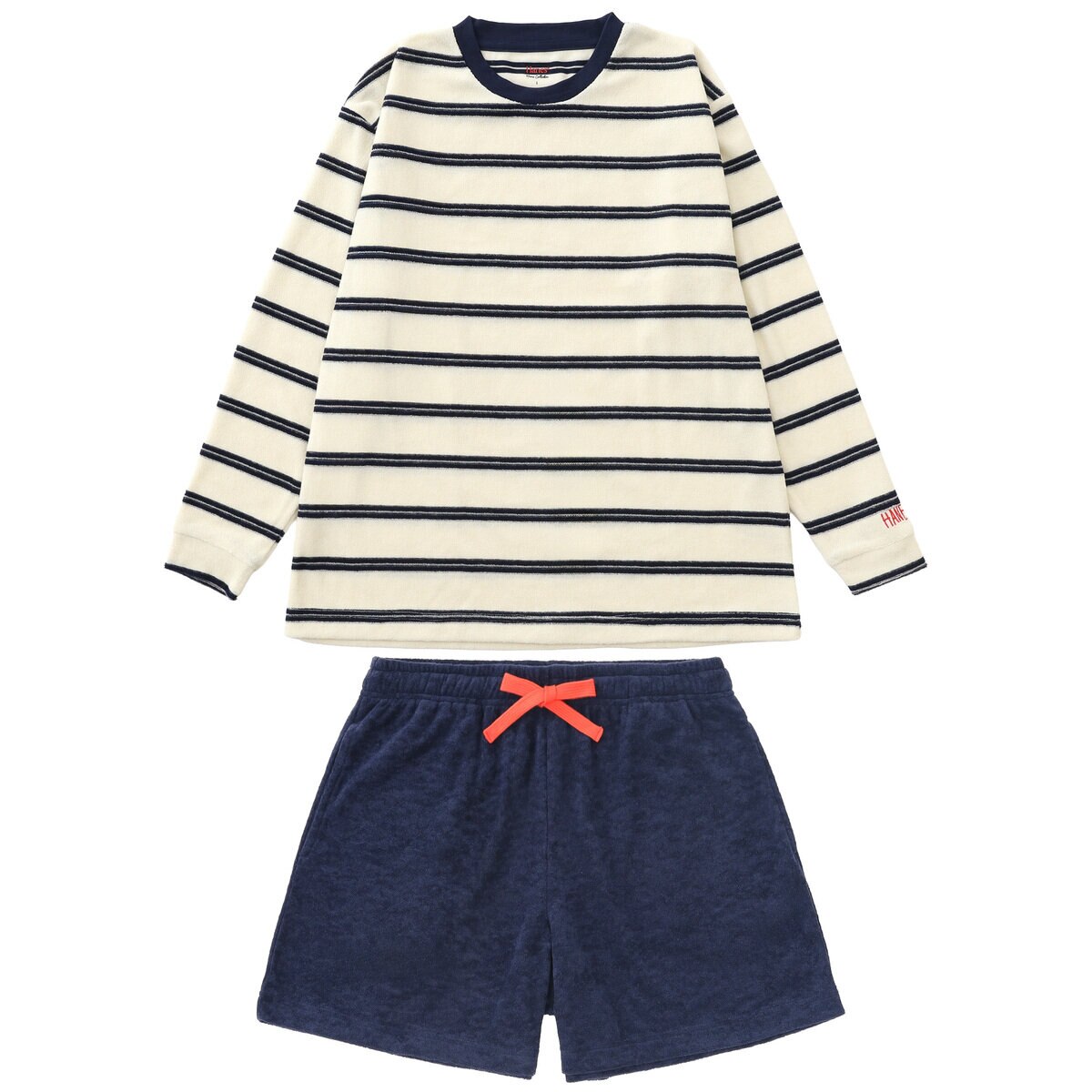 ヘインズ ウィメンズ ラウンジウェアセット オフホワイト/ネイビー M