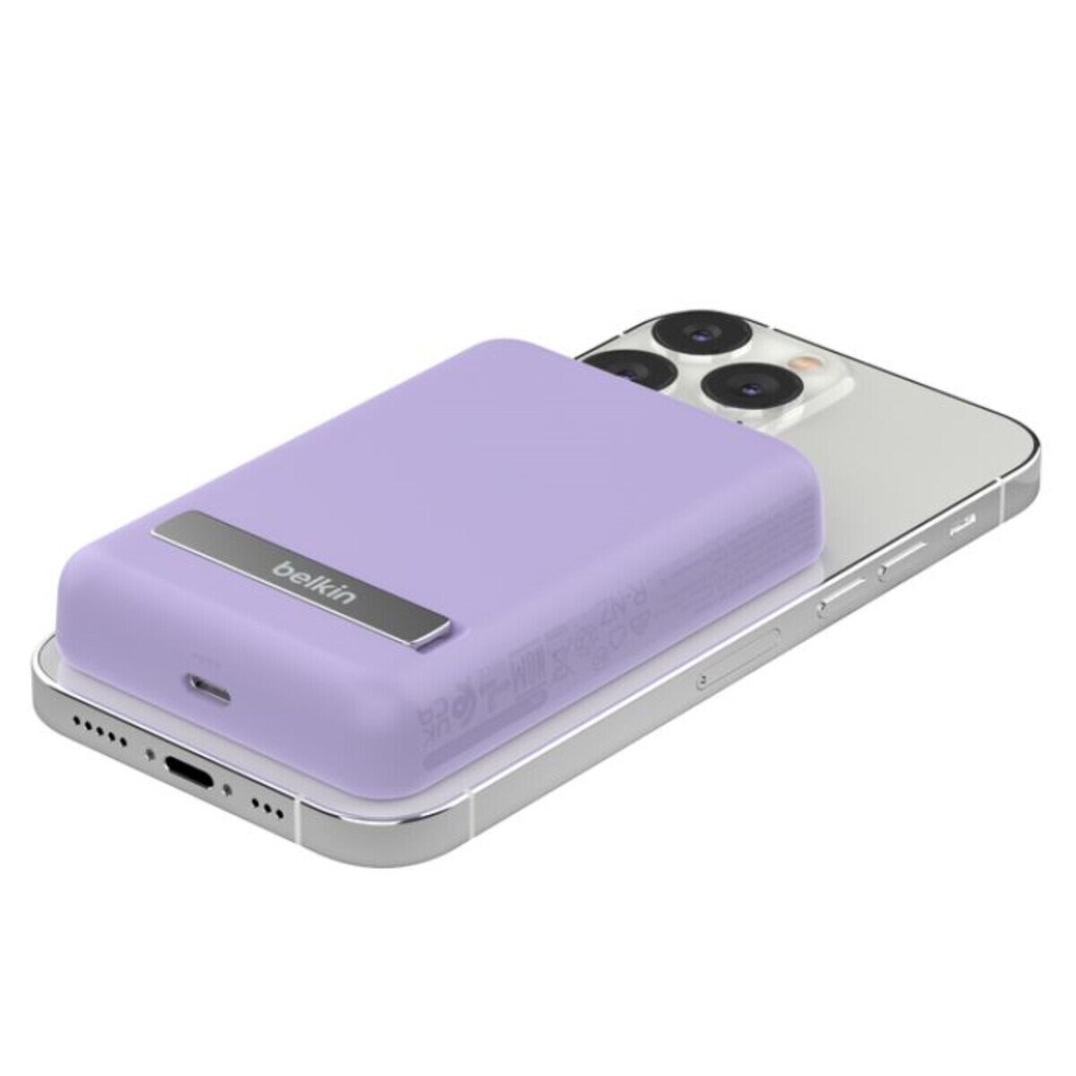 Belkin MagSafe対応 ワイヤレス モバイルバッテリー 5000mAh スタンド付き ラベンダーパープル