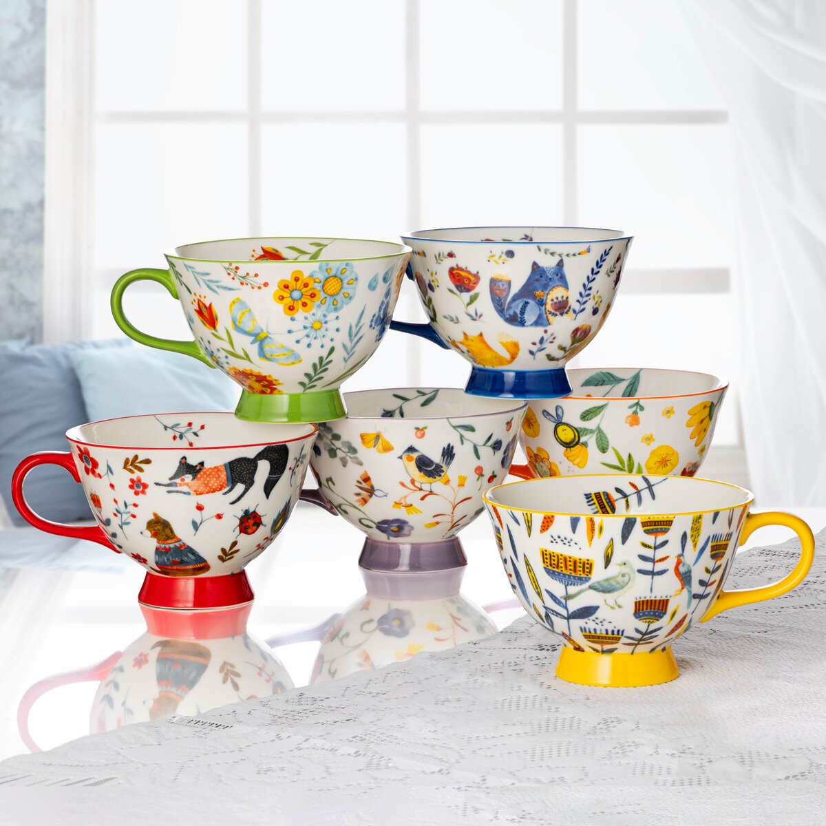 シグニチャーハウスウェア 足つきカップ 森の動物たち 4個