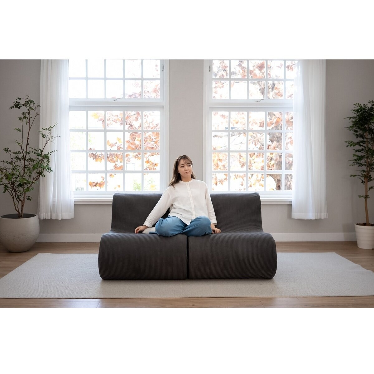 フレックス L字ウレタンソファ グレー