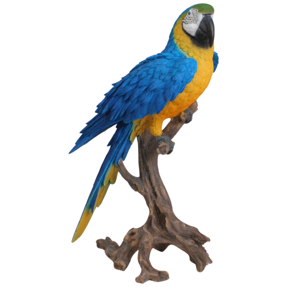 ウービア 切り株にとまるコンゴウインコの置物 ブルー 特大 H14142-1