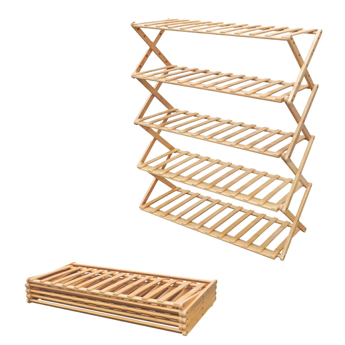 7Life 折り畳みシューラック 5段70cm zakka-045_n5a-70 7Life 折り畳みシューラック 5段70cm zakka-045_n5a-70