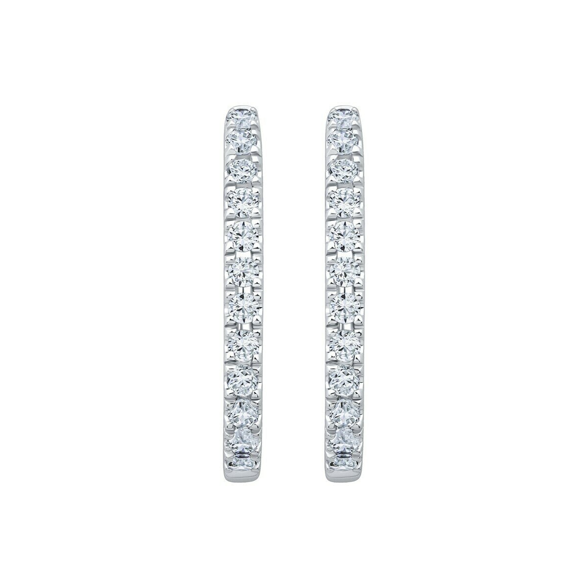 18K ホワイトゴールド 0.25カラット ダイヤモンド Jフープ ピアス