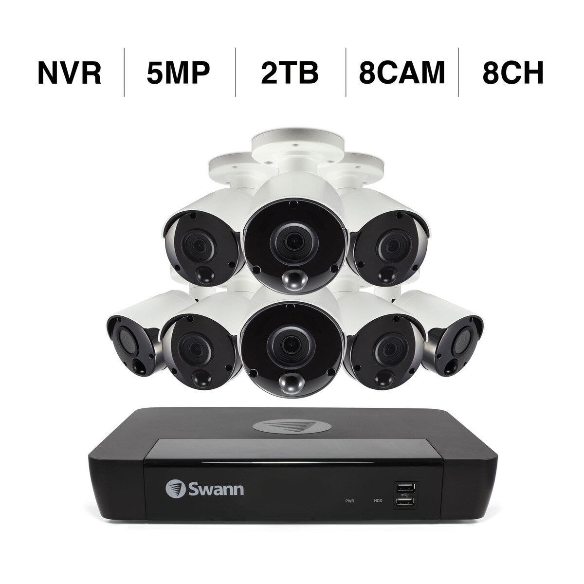Swann（スワン）8CH 4K NVRシステム 2TB 5MPカメラ 8台セット