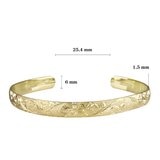 14K イエローゴールド トラディショナル カフ ブレスレット 幅 6ｍｍ 長さ14ｃｍ