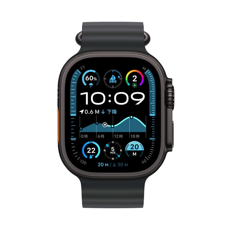 Apple Watch Ultra 2(GPS + Cellularモデル)- 49mmブラックチタニウムケースとブラックオーシャンバンド Apple Watch Ultra 2(GPS + Cellularモデル)- 49mmブラックチタニウムケースとブラックオーシャンバンド