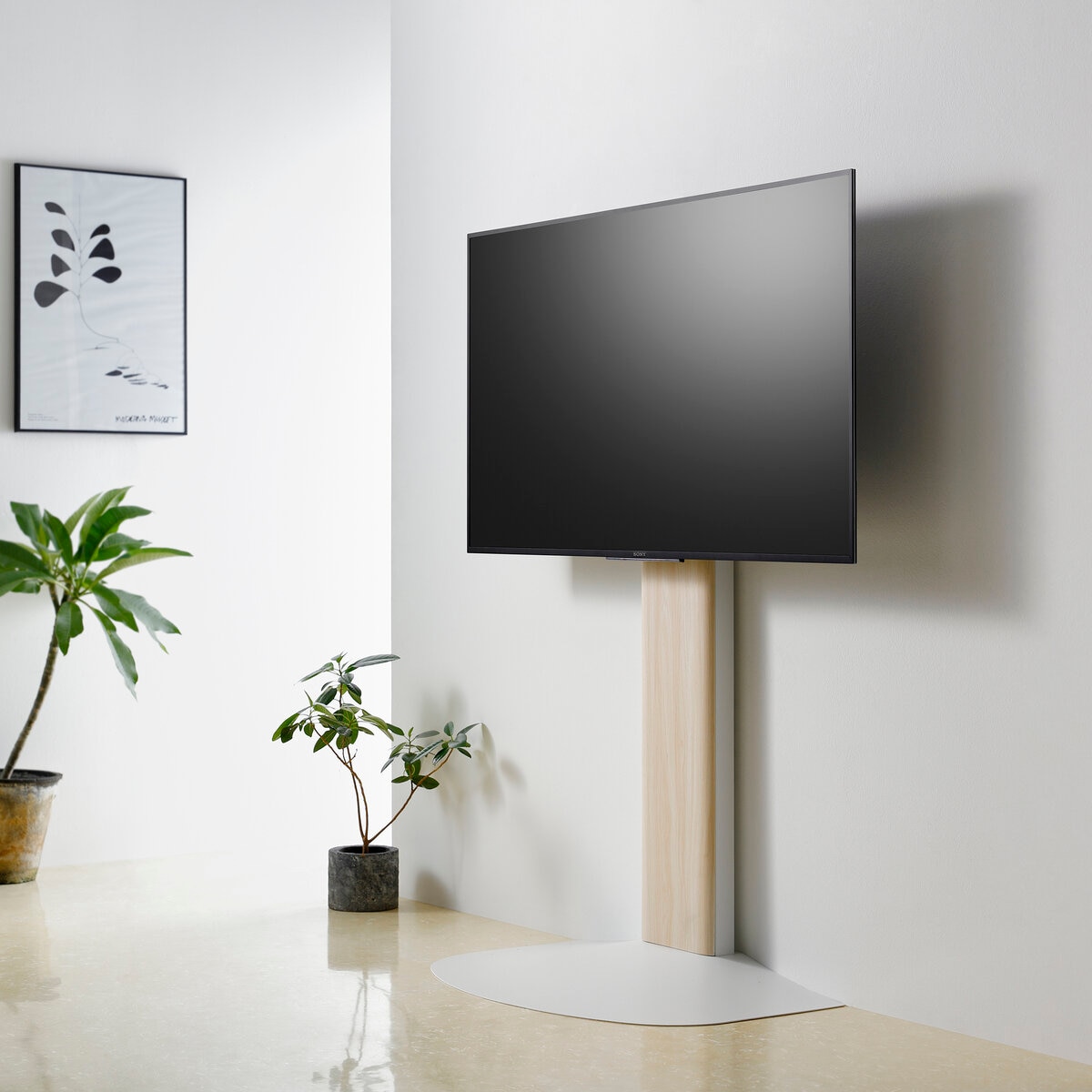 朝日木材加工 テレビスタンド WS-B840-NA ナチュラル木目&ホワイト