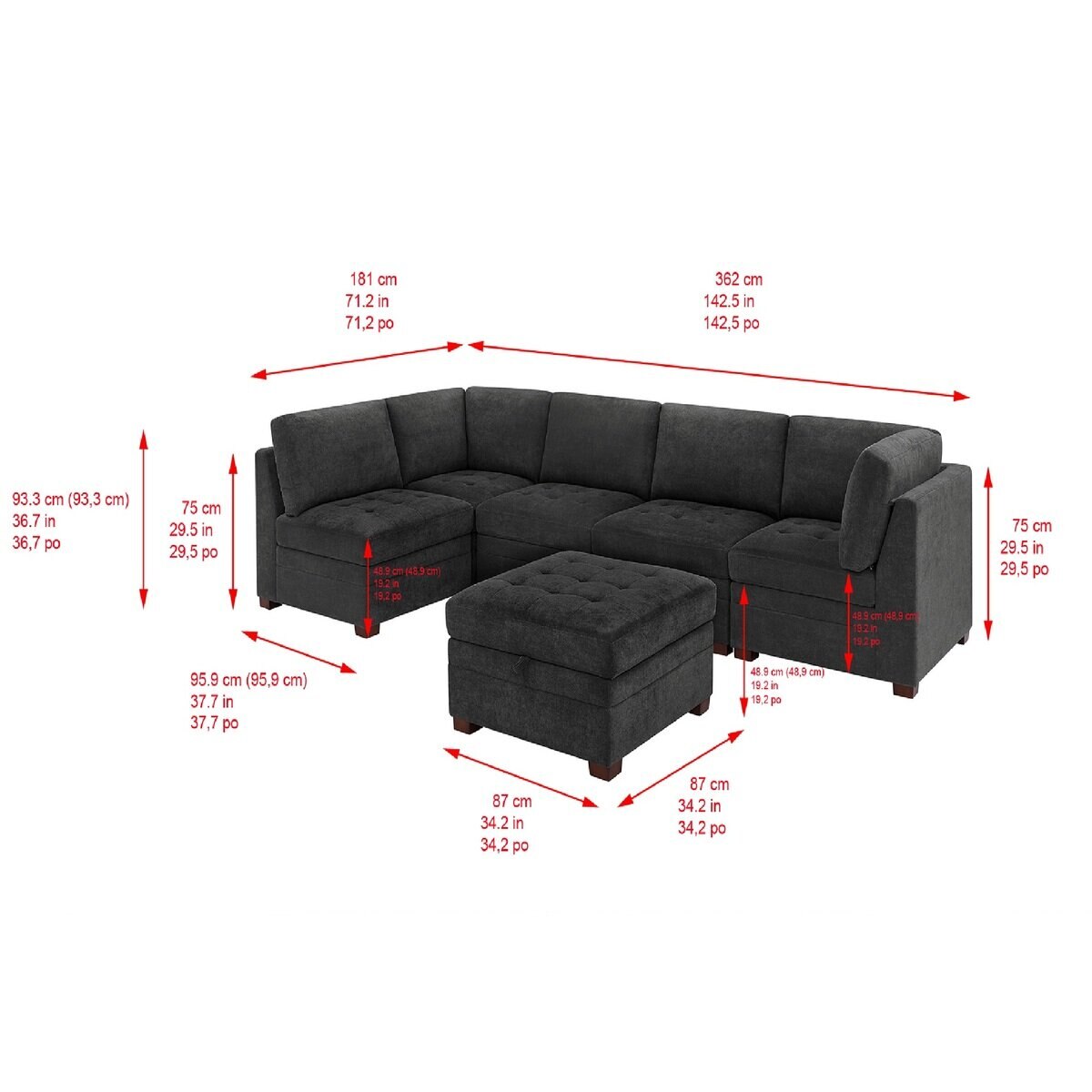 Thomasville 布製モジュラーソファ6ピース コストコ 大型ソファ