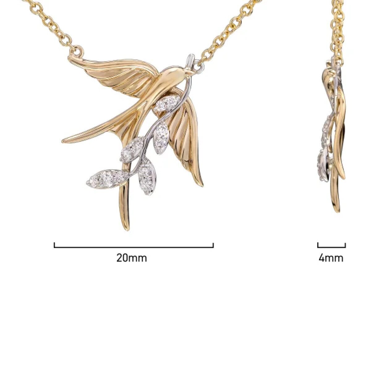 14K イエロー / ホワイトゴールド 0.19カラット ダイヤモンド ネックレス