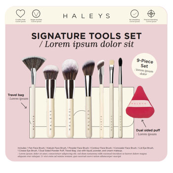 HALEYS メイクブラシセット ブラシ7本+パフ1個+ケース1個