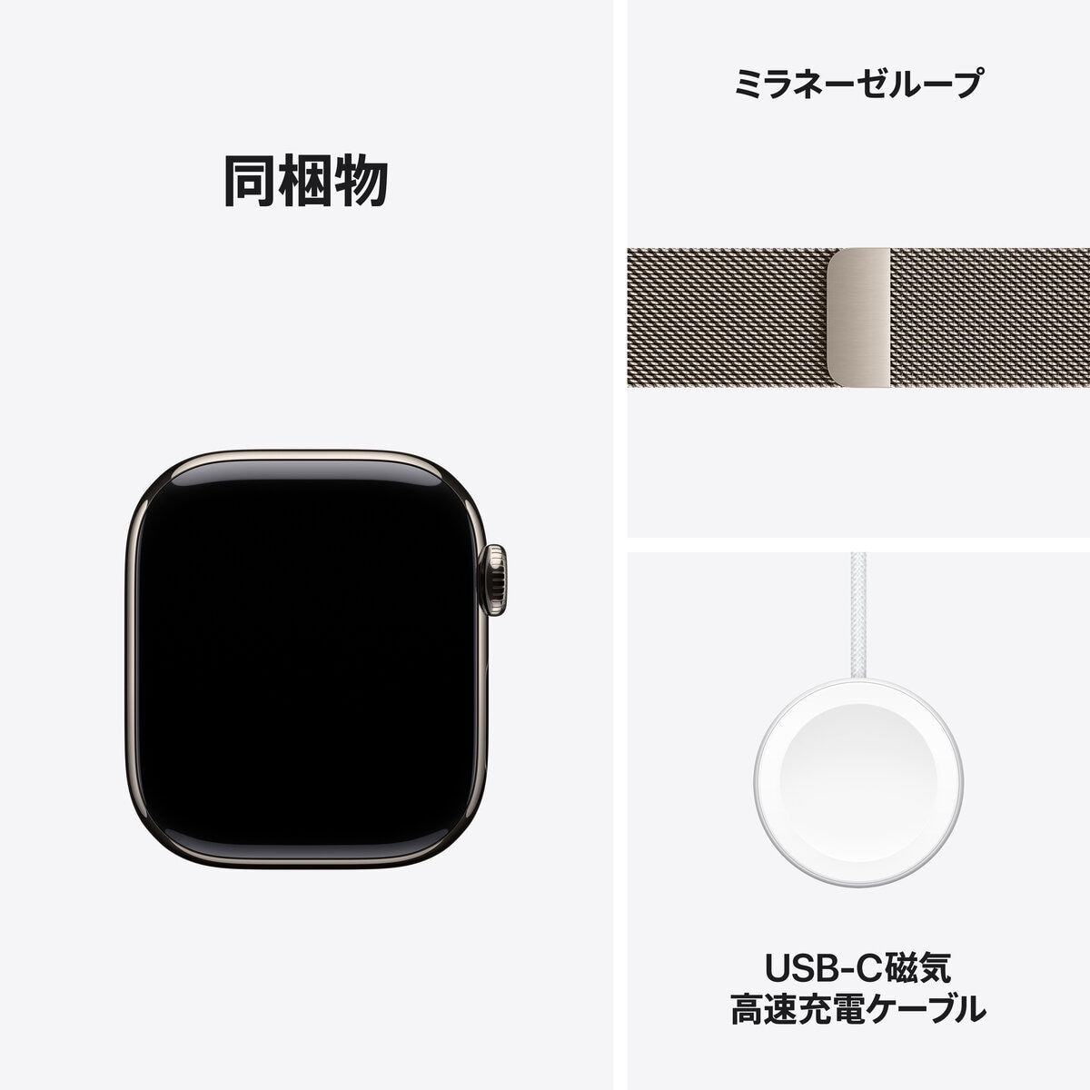 Apple Watch S11 Cellular 42mmナチュラルチタニウムケースとナチュラルミラネーゼループ