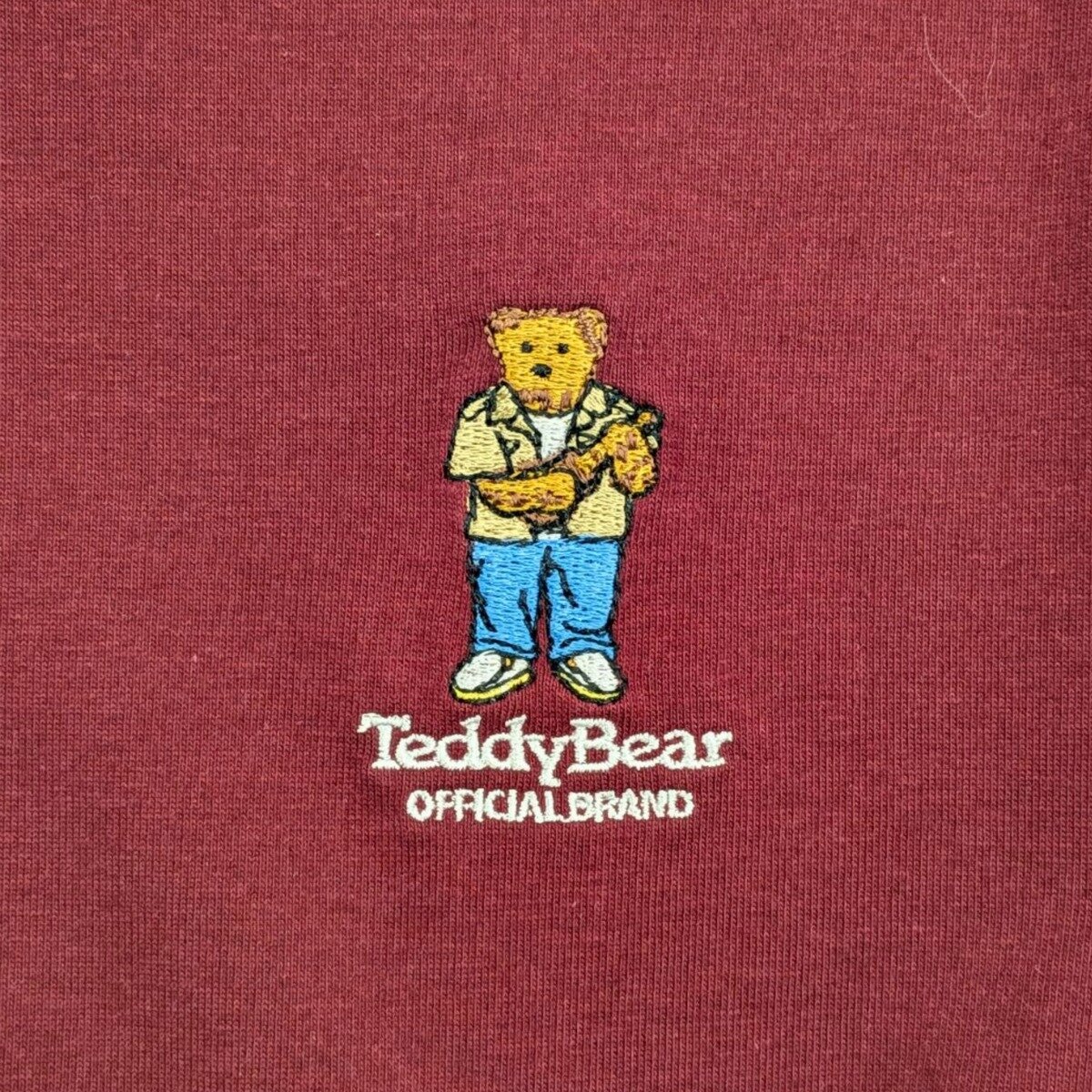 テディベア メンズ 半袖 Tシャツ バーガンディ L