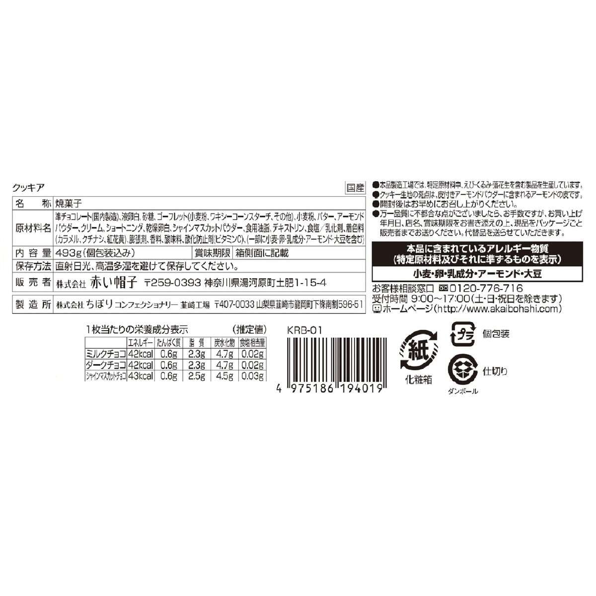 赤い帽子 KUKKIA 山梨 全3種 493g