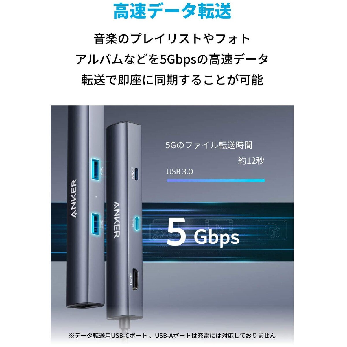 Anker（アンカー）USB-C イーサネットハブ 6ポート 最大出力53W A8365NA1