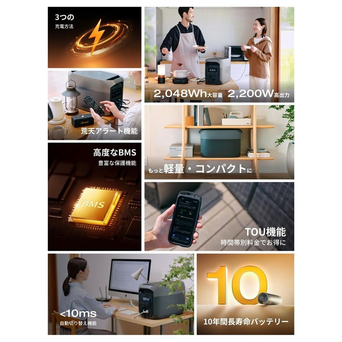 EcoFlow(エコフロー)ポータブル電源 DELTA 3 Max EFD3M-G-JP-CBOX 2kW 容量2,048Wh