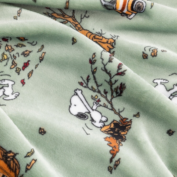 スヌーピー 大判ひざ掛け 152cm x 177cm グリーン