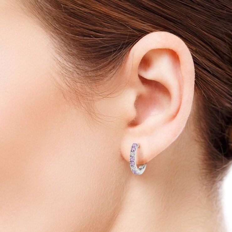 14K ホワイトゴールド 0.11カラット ダイヤモンド / ピンクサファイヤ ピアス 14K ホワイトゴールド 0.11カラット ダイヤモンド / ピンクサファイヤ ピアス