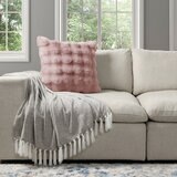 フェイクファークッション 50 x 50cm ライトピンク