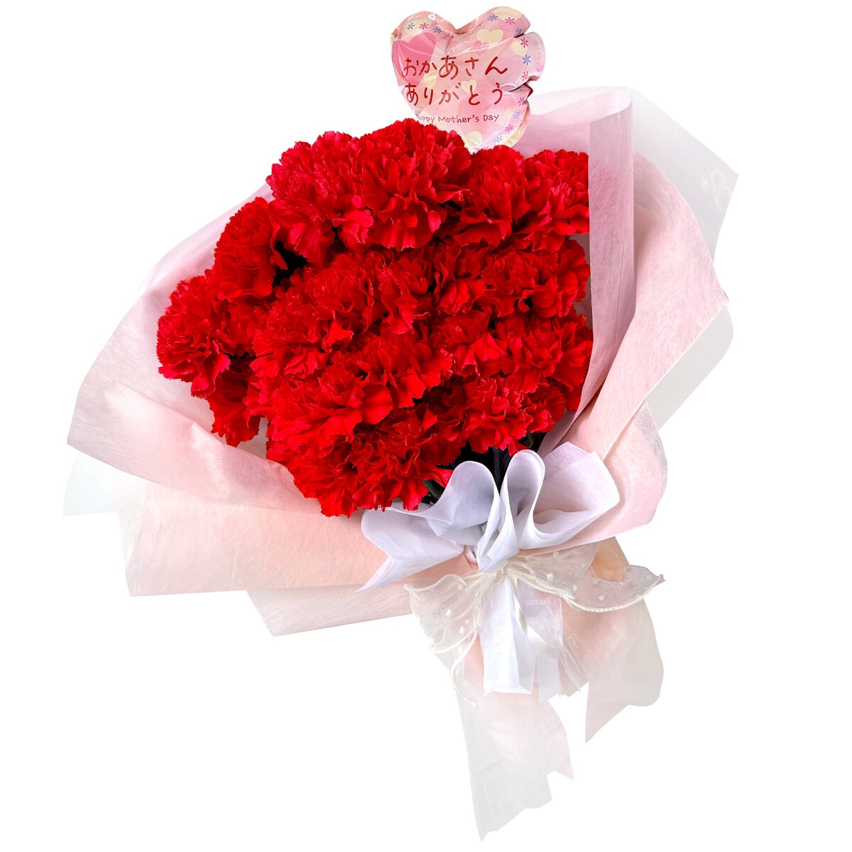 カーネーションの花束 24本 レッド 母の日期間配送 お届け日5月5日～5月10日