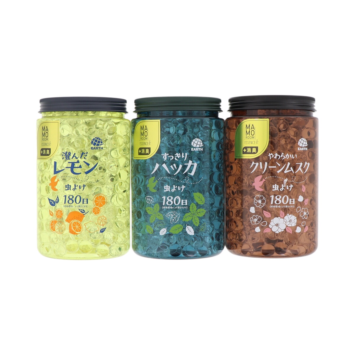 アース マモルームエッセンス 虫よけパール 180日用 3個セット (ハッカ、レモン、ムスク) アース マモルームエッセンス 虫よけパール 180日用 3個セット (ハッカ、レモン、ムスク)