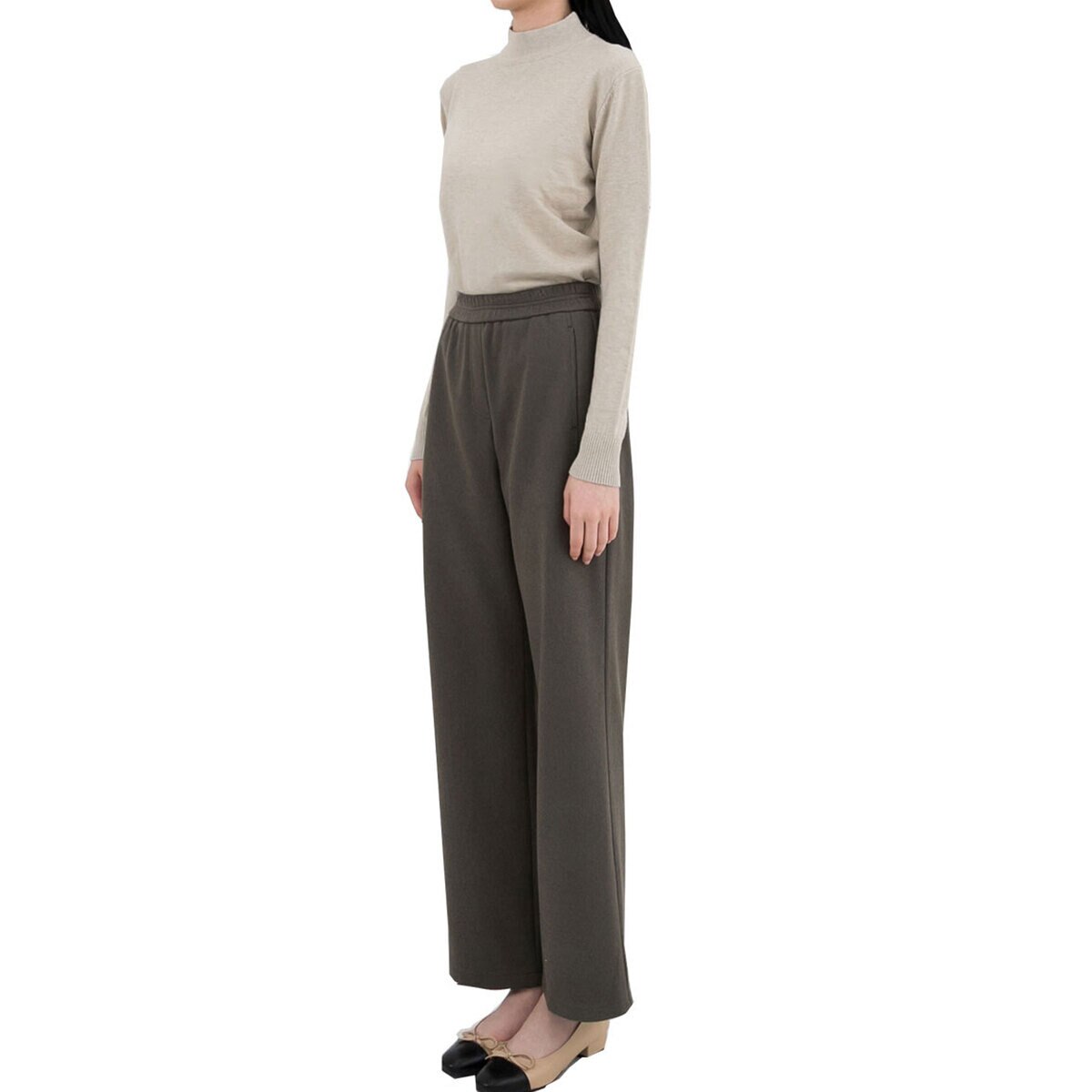 ボニスパックス レディース ワイドパンツ ダークカーキ XL