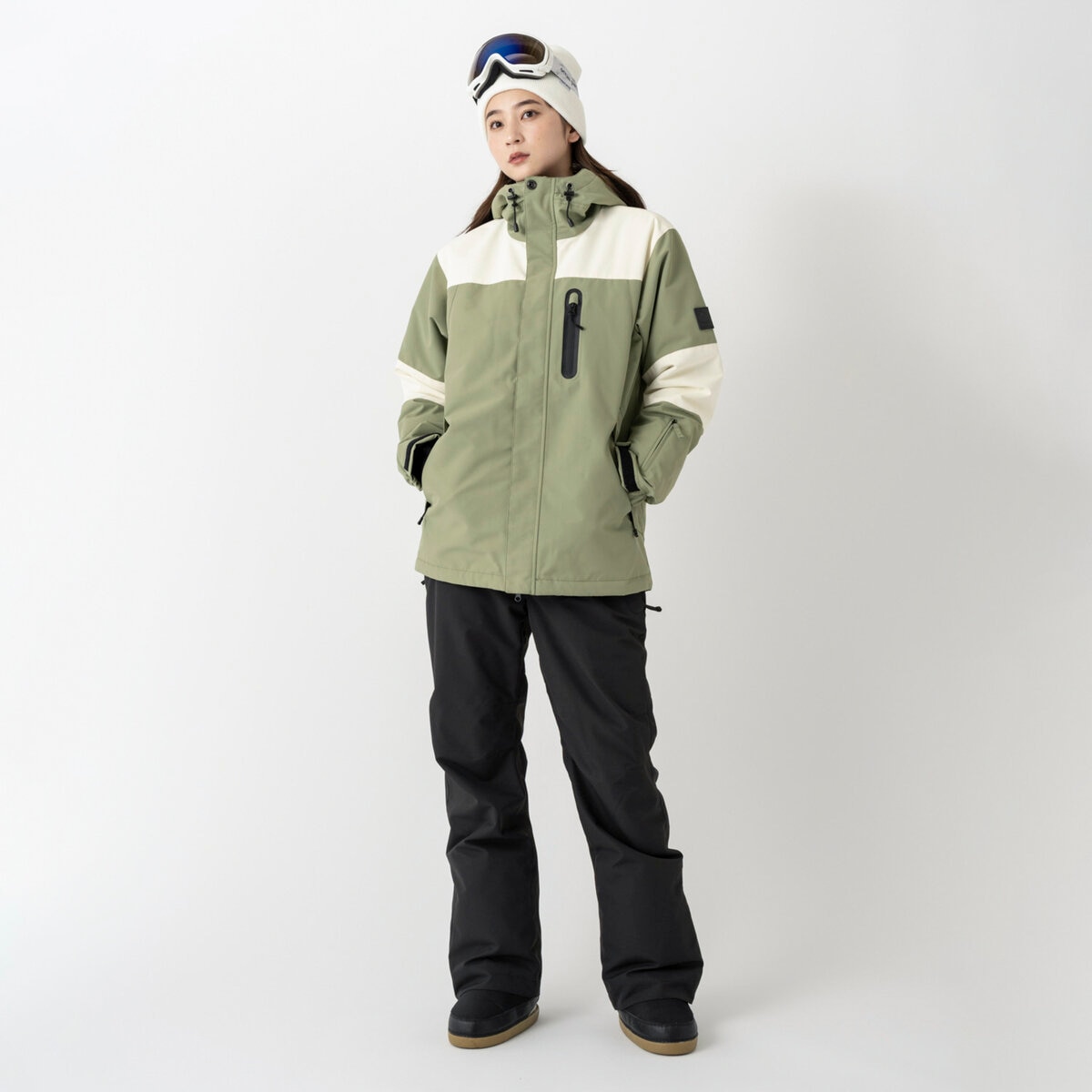 オーシャンパシフィック レディース スノージャケット クリーム / カーキ M