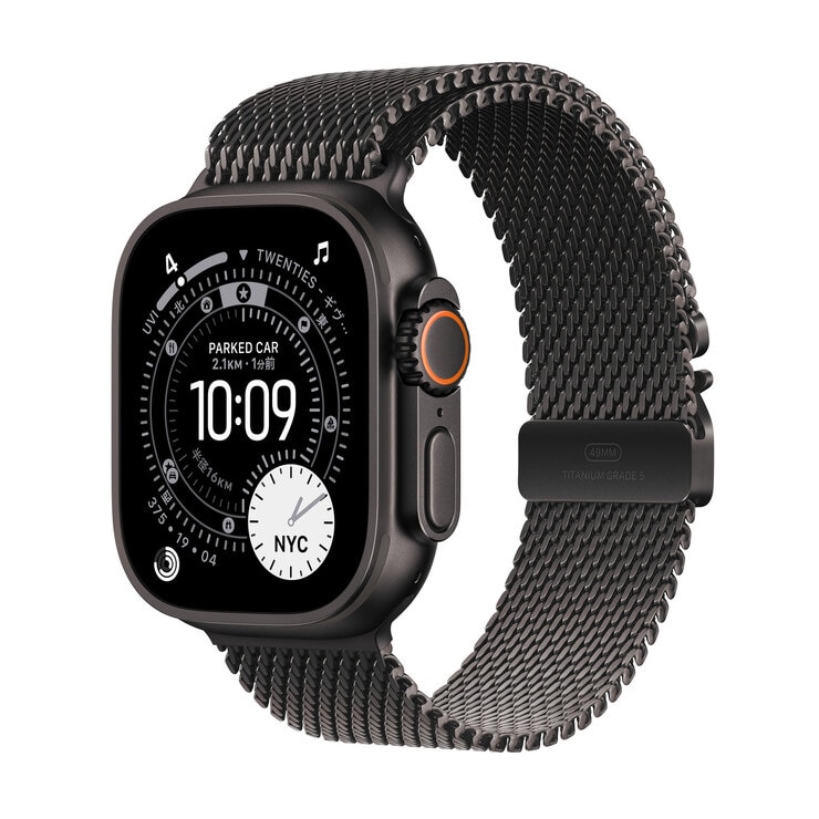 Apple Watch Ultra 3 Cellular 49mmブラックチタニウムケースとブラックチタニウムミラネーゼループ - S