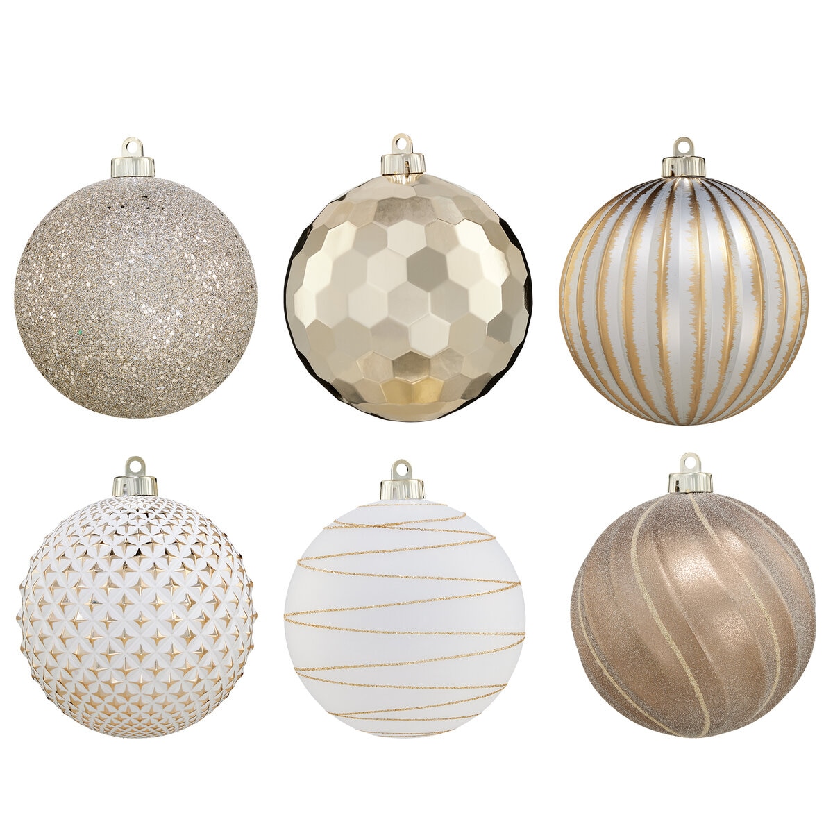 15cm クリスマス オーナメント 6ピースセット ゴールド/ホワイト