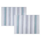 WELHOME バスラグ 45cm x 60cm 2個パック グレーストライプ