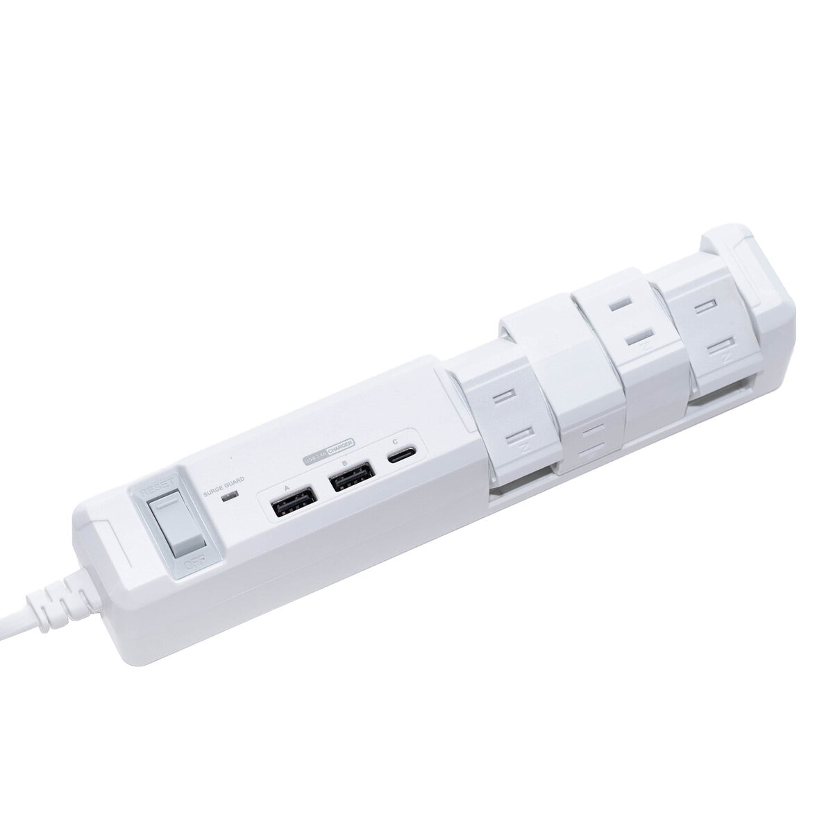 FARGO TAP KING USB 3.4A TYPE-C 回転タップ 延長コード 8個口 TYPE A x 2 TYPE C x 1 ホワイト