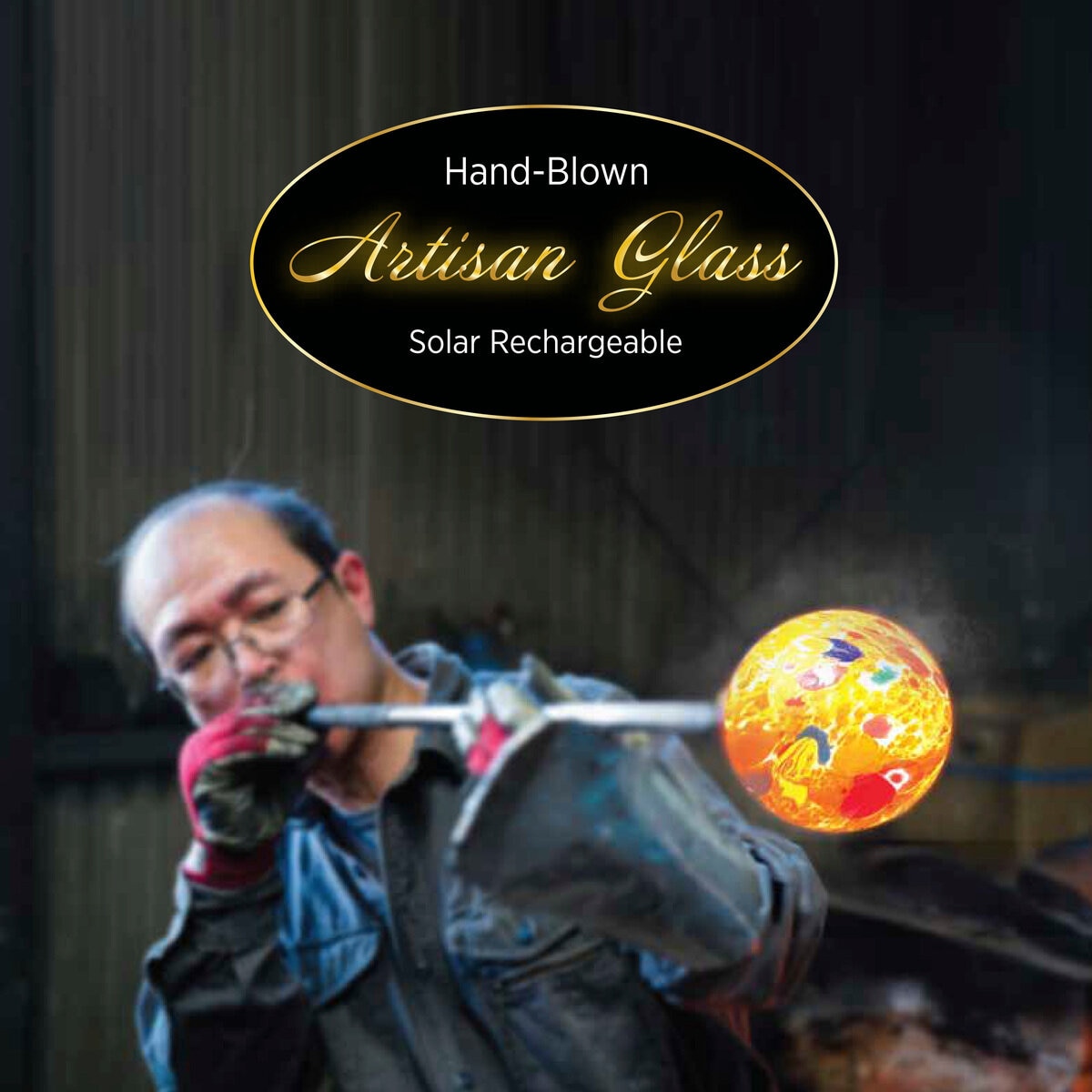 キノコ型ガラス製ソーラーガーデンライト 3個セット