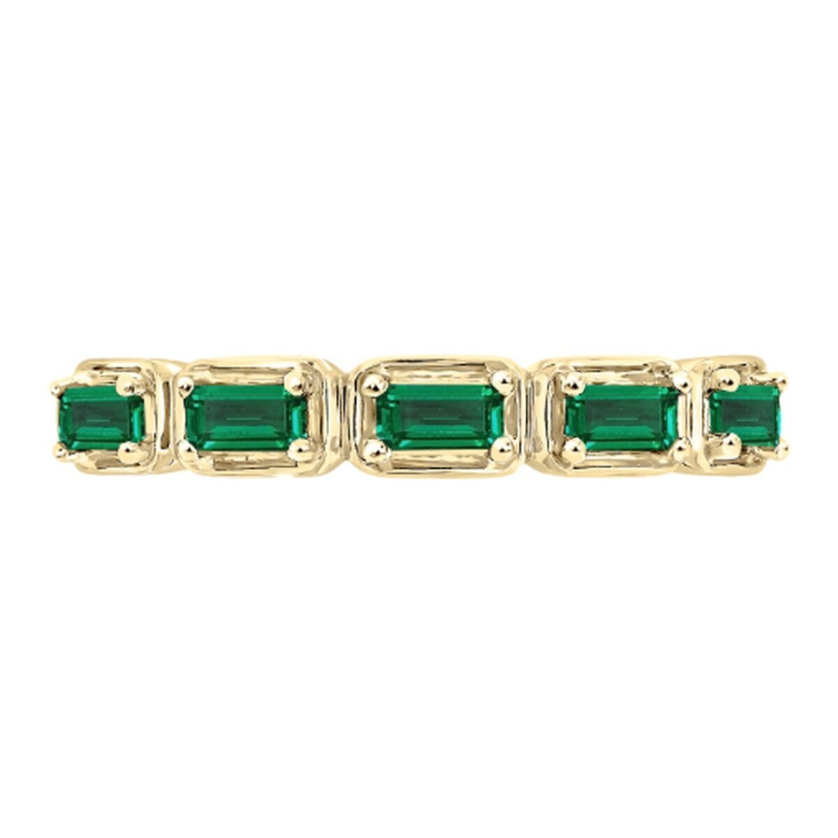 18K Yellow Gold 5PC Lab Emerald Ring