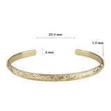 14K イエローゴールド トラディショナル カフ ブレスレット 幅 4ｍｍ 長さ14ｃｍ