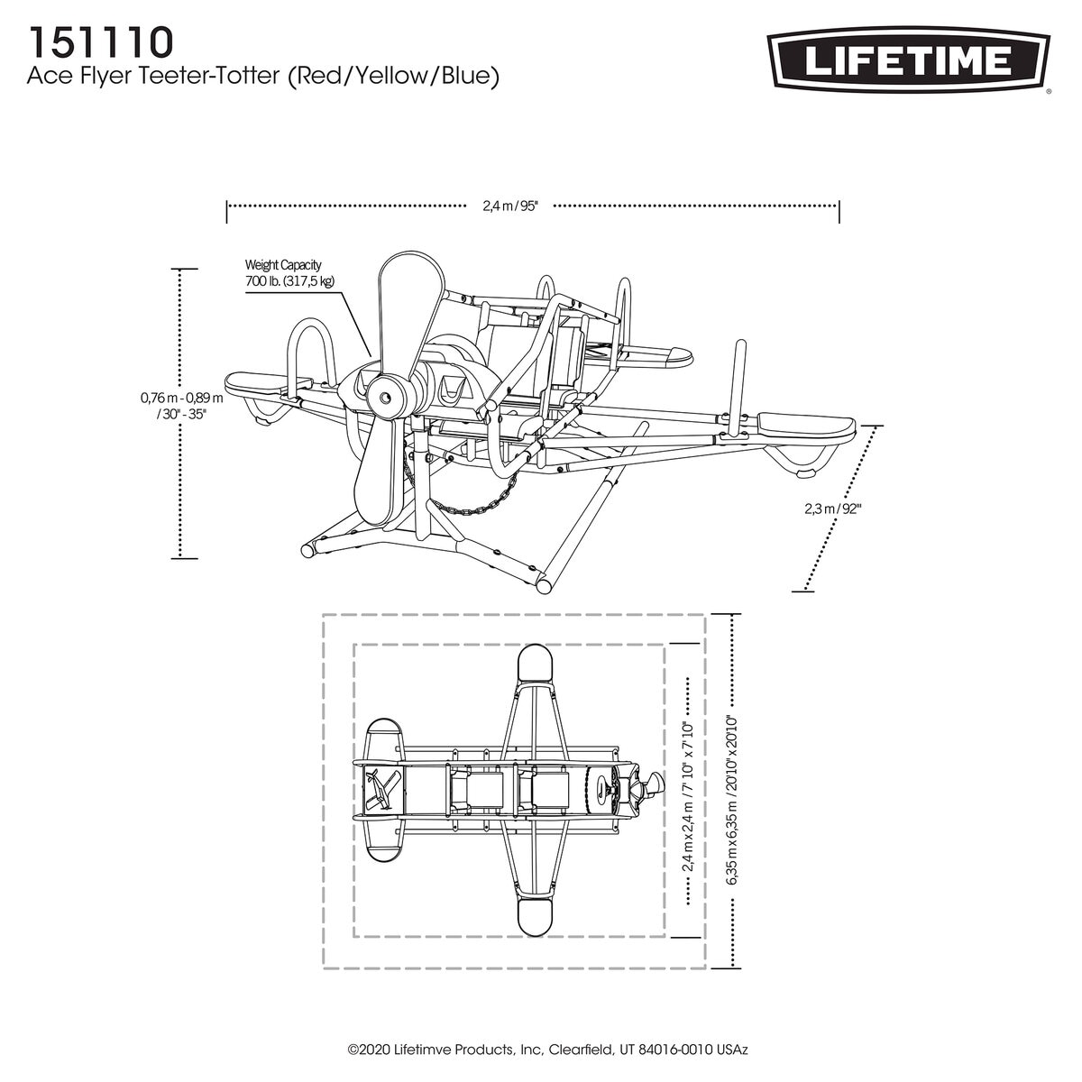 LIFETIME エースフライヤー 飛行機型シーソー (モデル#151110)