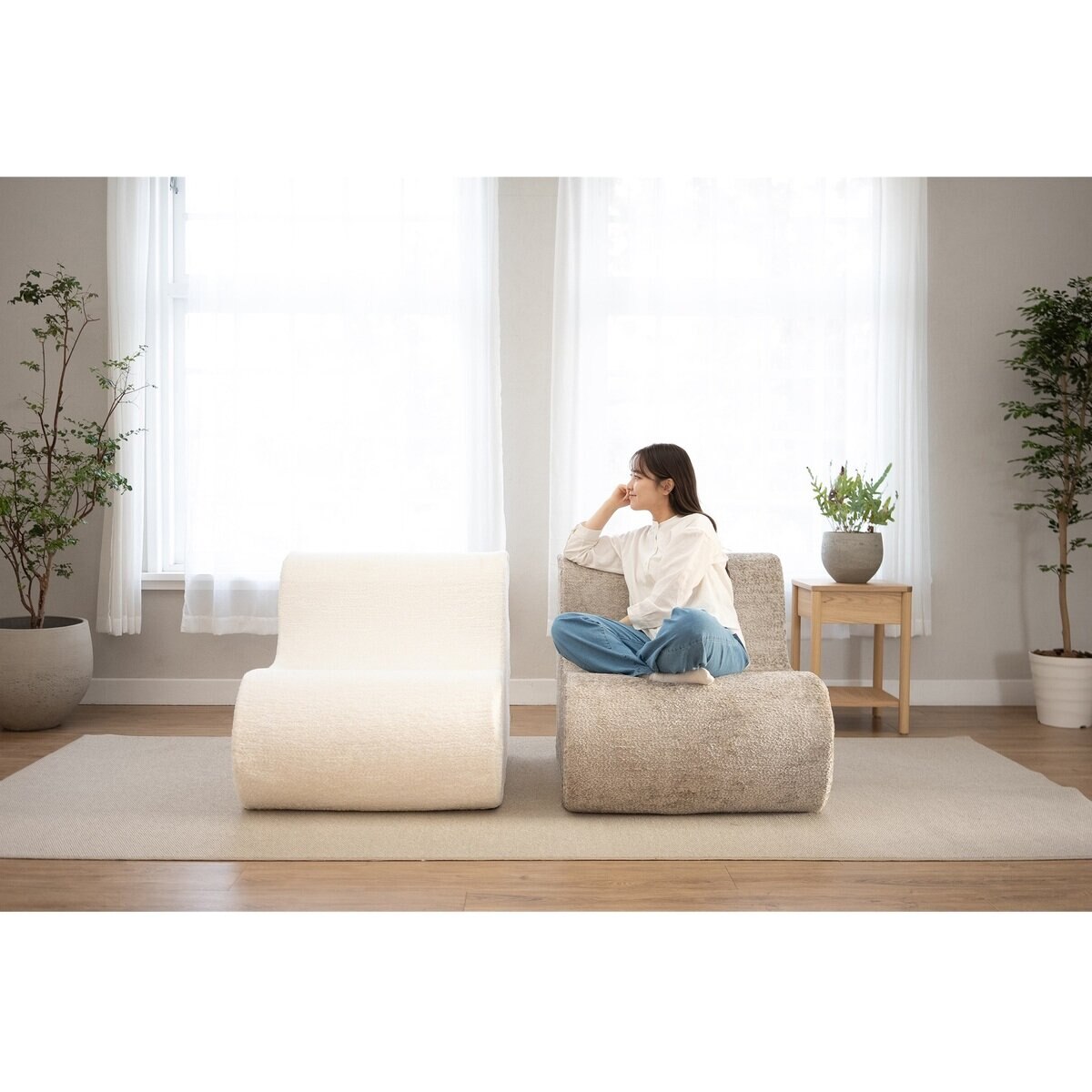 フレックス L字ウレタンソファ ホワイト