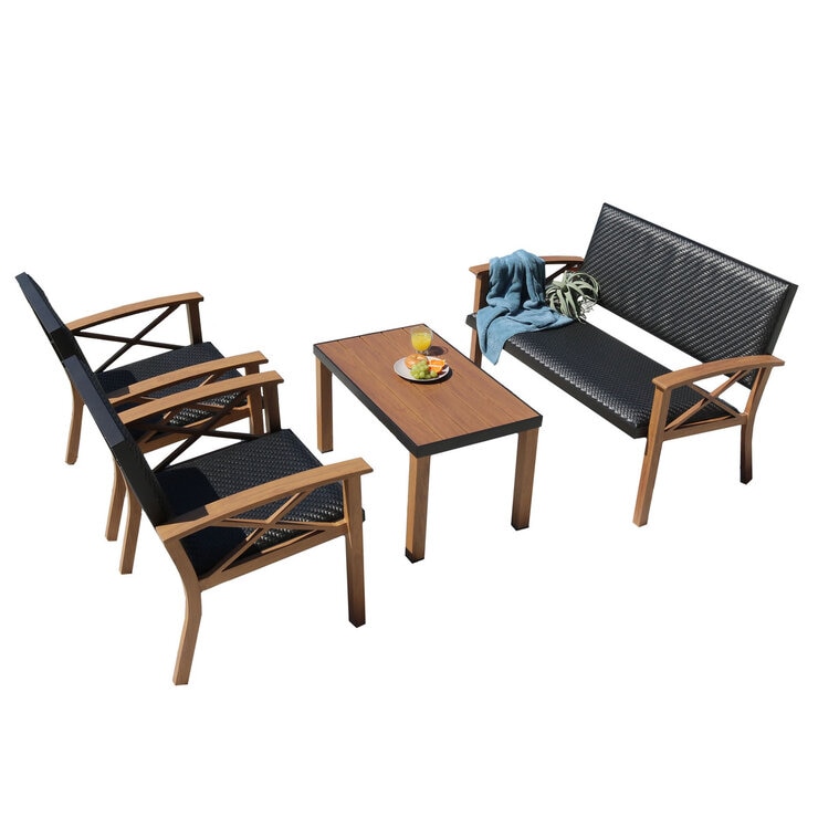 専用です。C60.カントリー家具(4点セット)16000円 カントリーラタン ガーデンテーブル & チェア 4点セット | Costco Japan