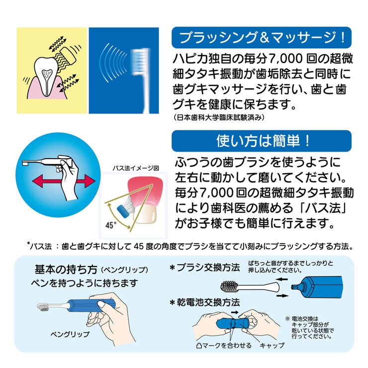 こどもハピカ はじめてセットキャラクター 電動歯ブラシ 本体 + 替ブラシ 6本 こどもハピカ はじめてセットキャラクター 電動歯ブラシ 本体 + 替ブラシ 6本