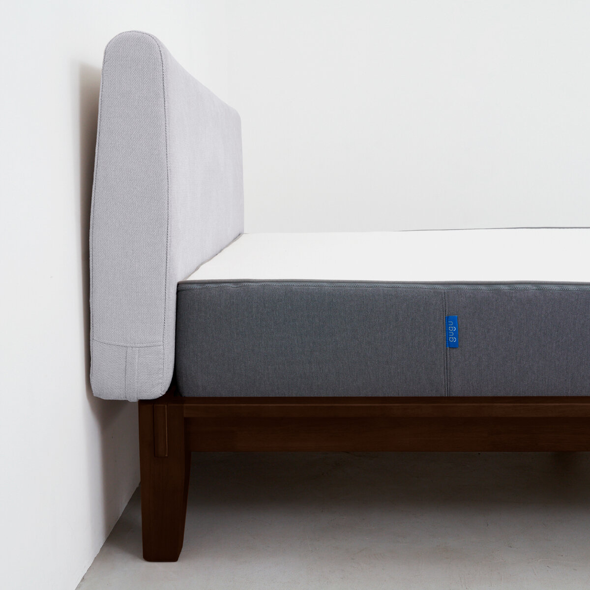 グーグーベッドフレームセット セミダブル（カラー：エスプレッソ　 ヘッドボード：ライトグレー）