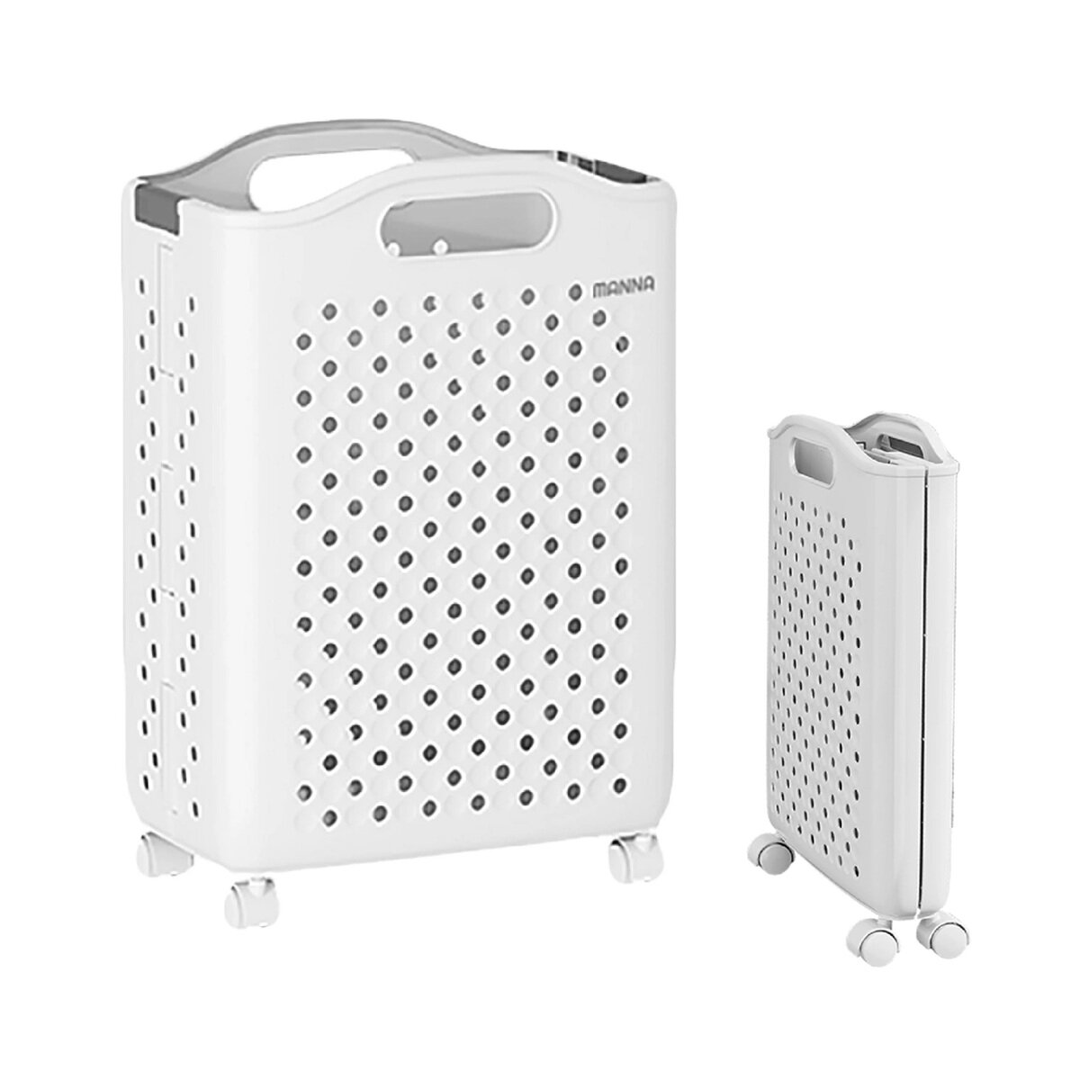 7Life ランドリーバスケット 折り畳み キャスター付き ホワイト-S