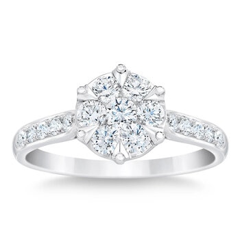 14K ホワイトゴールド 0.75カラット ダイヤモンド リング 14号