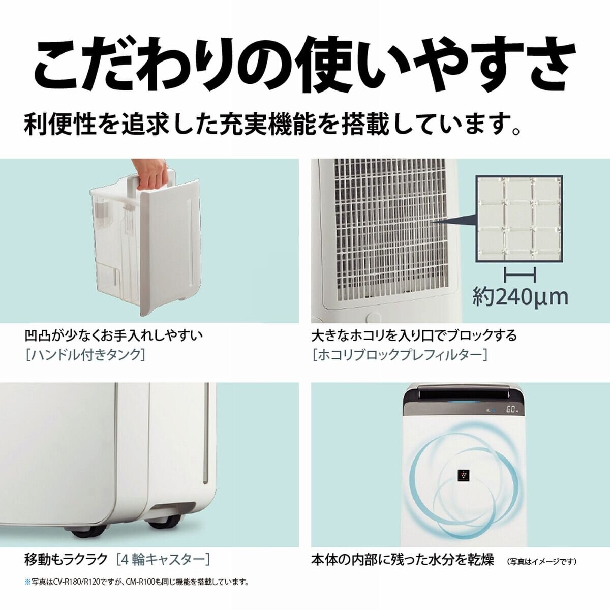シャープ プラズマクラスター冷風・衣類乾燥除湿機 CM-R100-W