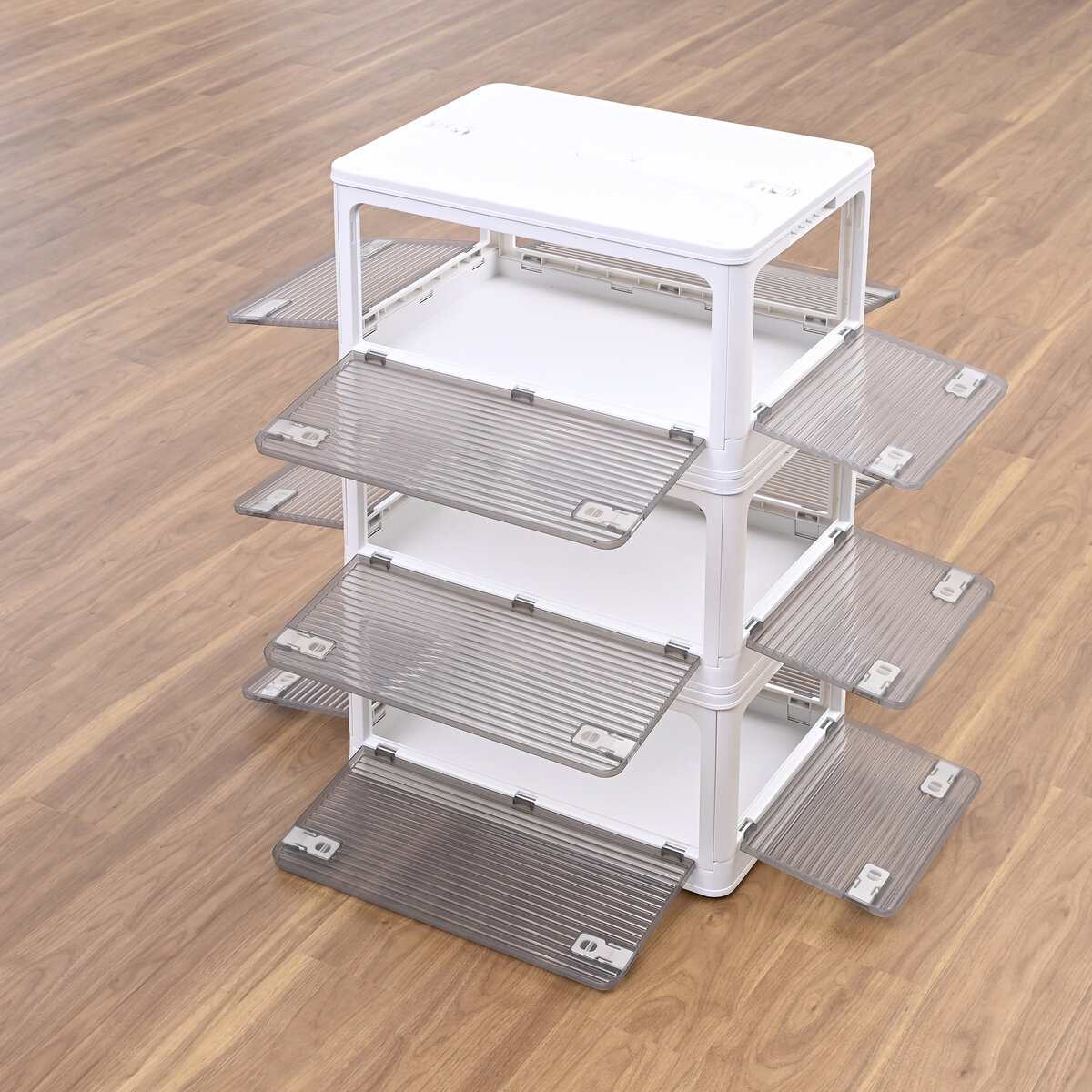 YAMAZEN コンテナフルオープンボックスL 3個組 ホワイト