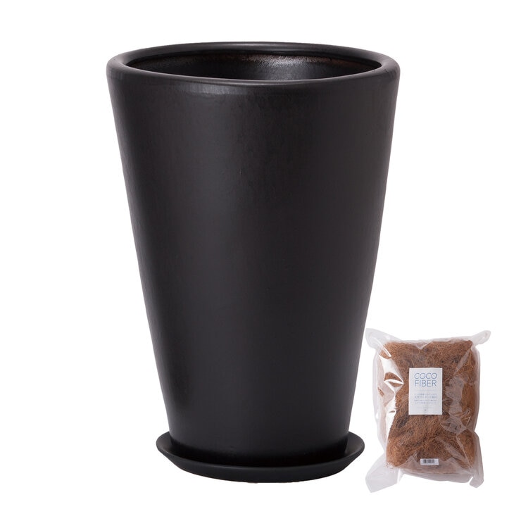 モダン PR1 マット釉 プランター 受け皿付き S 9号 26 x 36cm ブラック ZZ-C13K09P モダン PR1 マット釉 プランター 受け皿付き S 9号 26 x 36cm ブラック ZZ-C13K09P