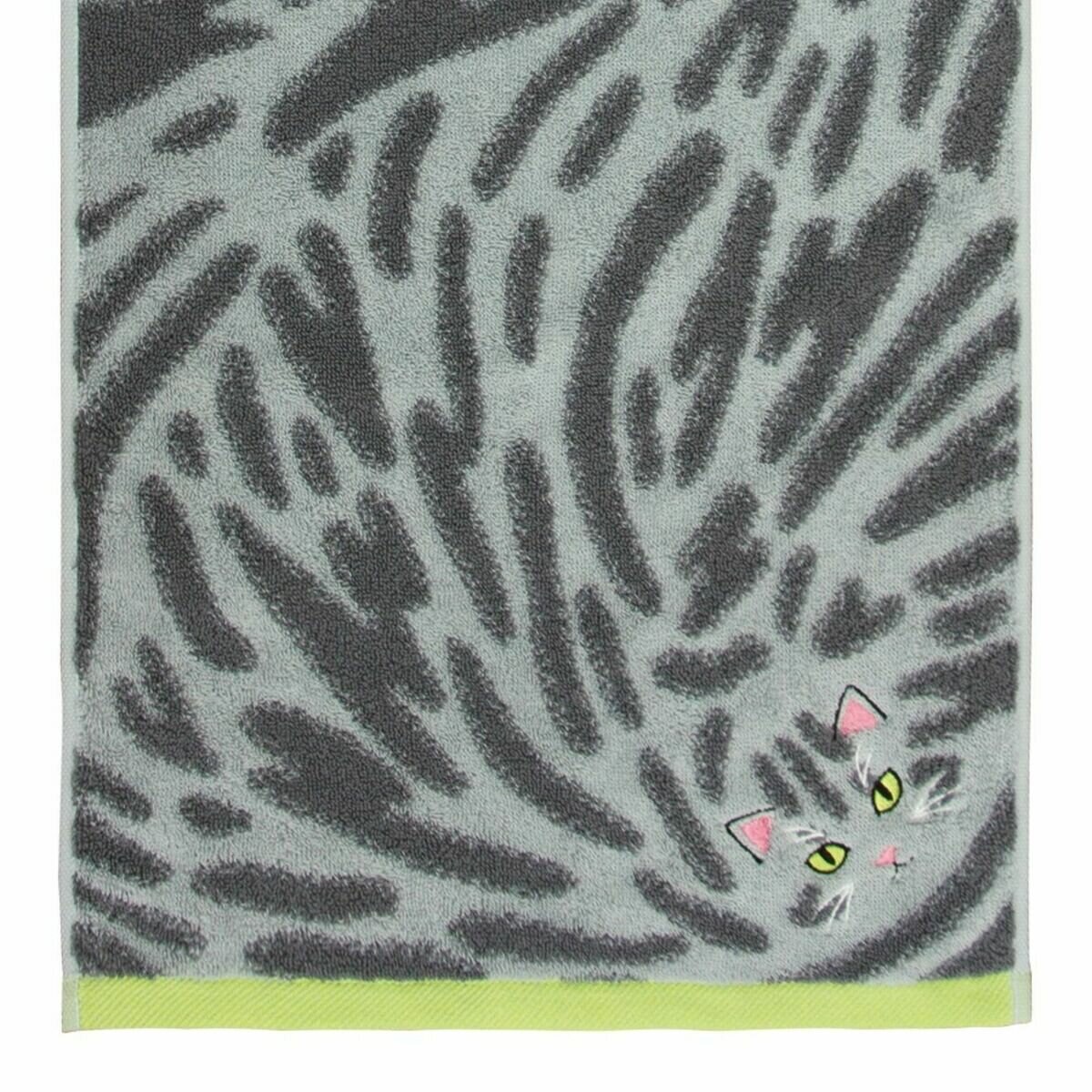 Uchinoko うちのニャンコ毛並ロングフェイスタオル 34cm x 100cm 3枚組 サバトラ/シルバータビー