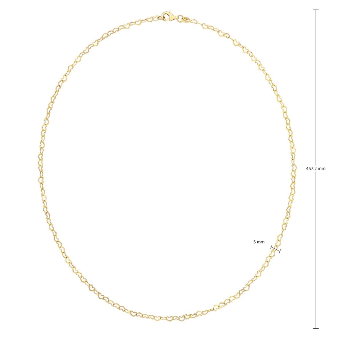 14K Yellow Gold ハート リンク ネックレス