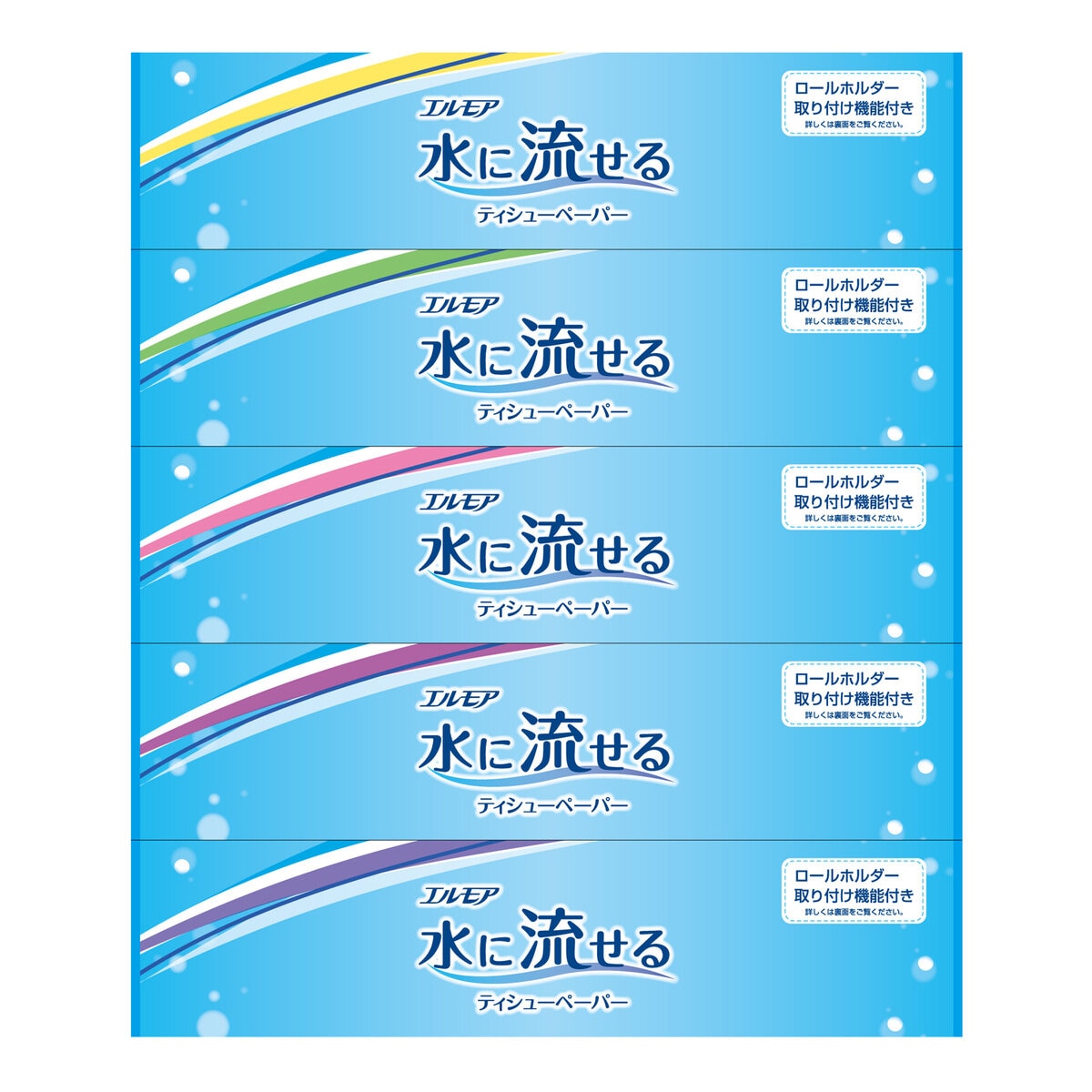 エルモア 水に流せるティッシュペーパー 5箱 x 12パック