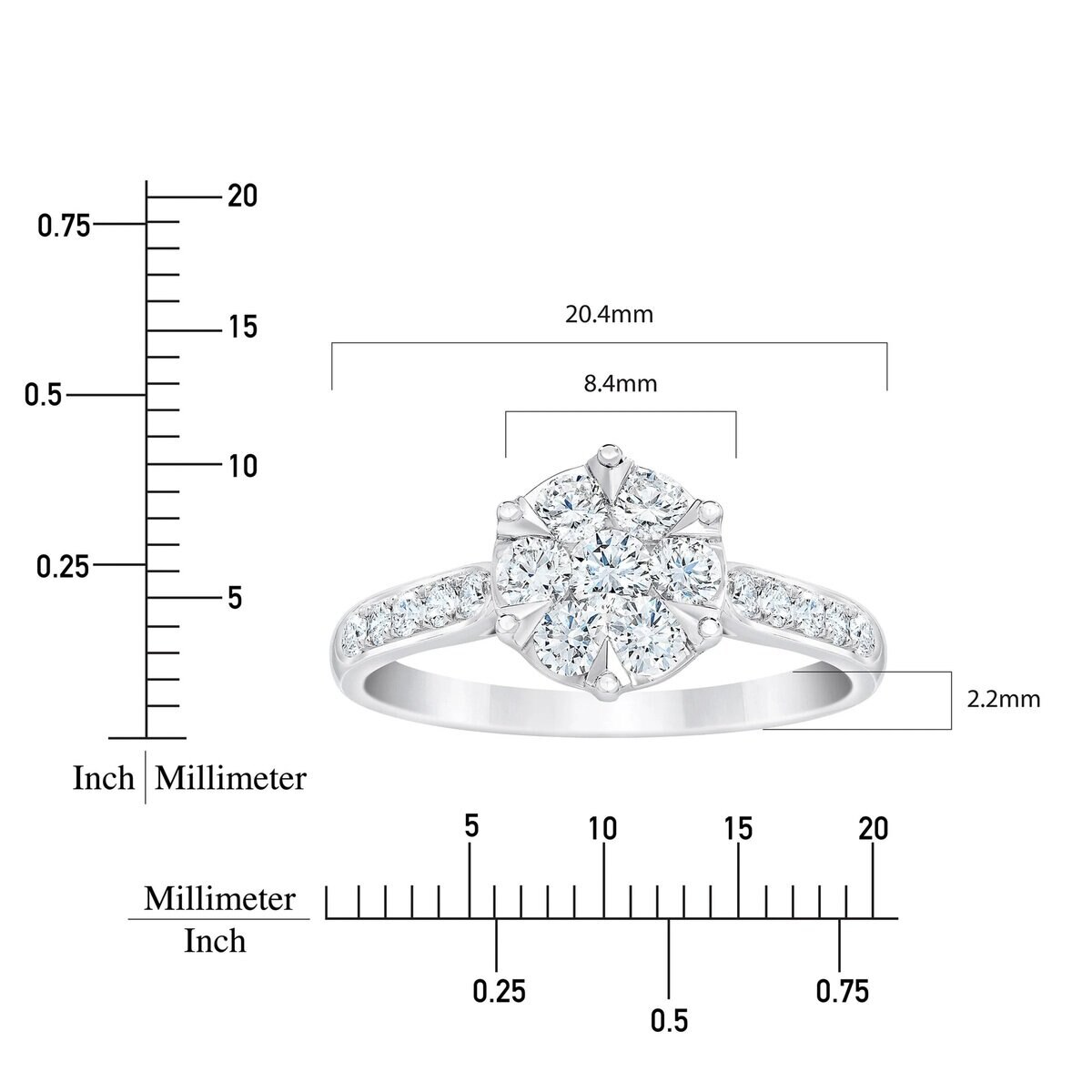14K ホワイトゴールド 0.75カラット ダイヤモンド リング