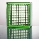 ガラスブロック 190 x 190 x 80 mm   6個セット カラーシリーズ   パラレルグリーン  JGB80118