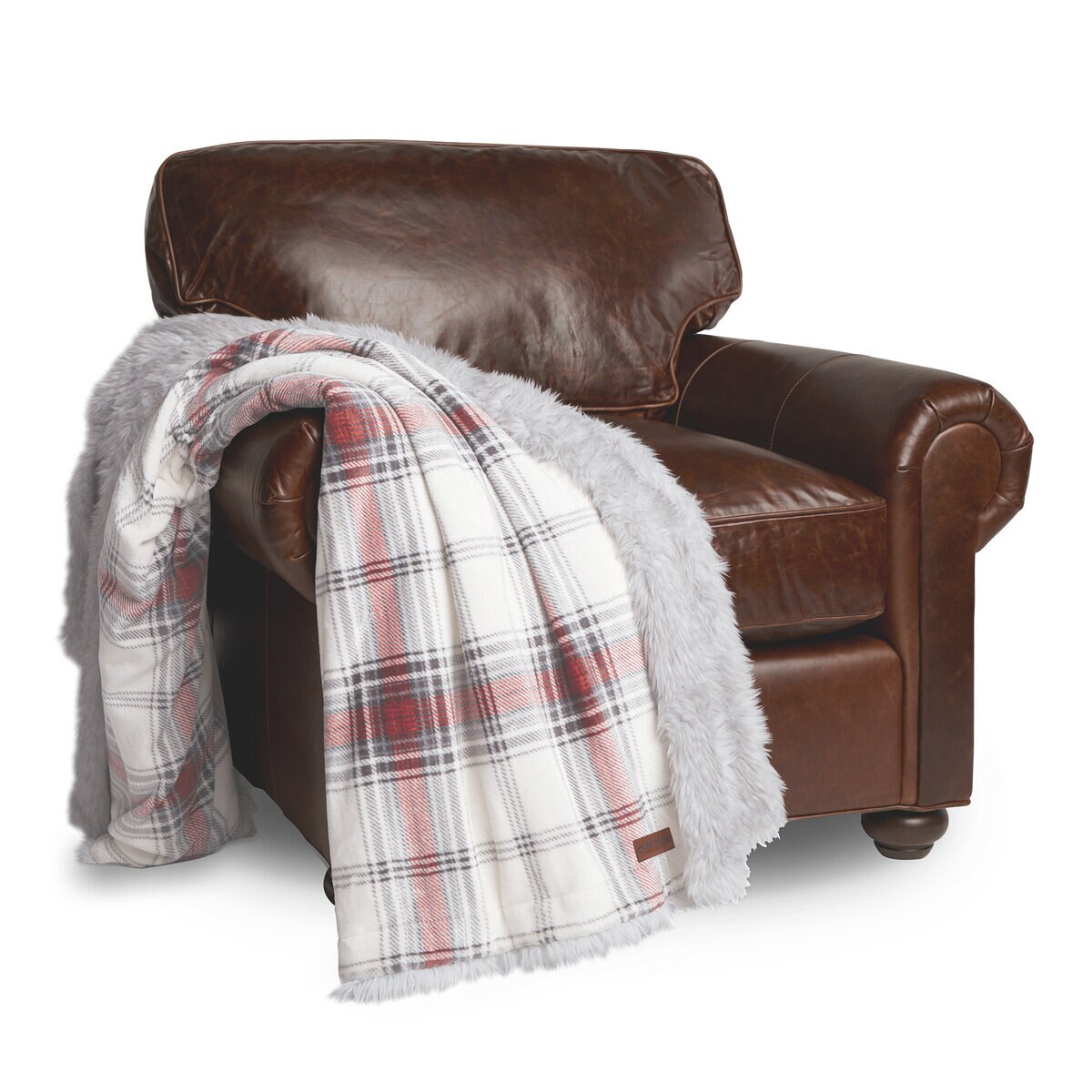 ORVIS ラビットファー 大判ひざ掛け 152cm x 177cm フォレストプレイド