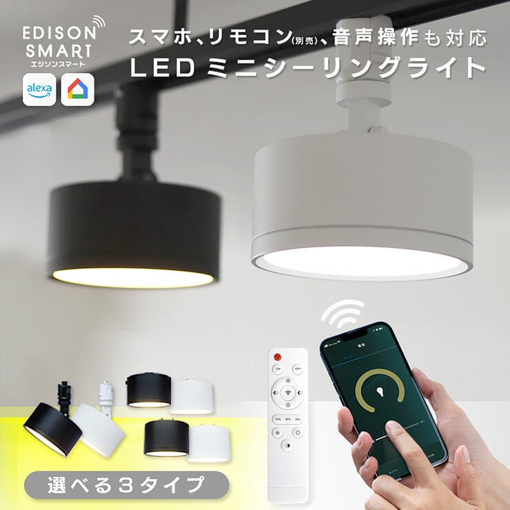 シーリングライト&スマート電球 エジソンスマート ミニシーリングライト スマートライト Alexa対応
